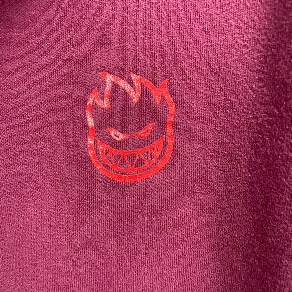 Vtg Y2K Spitfire The End Hoodie Sweatshirt Mens Medium Maroon Spiral Pullover - Picture 3 of 7